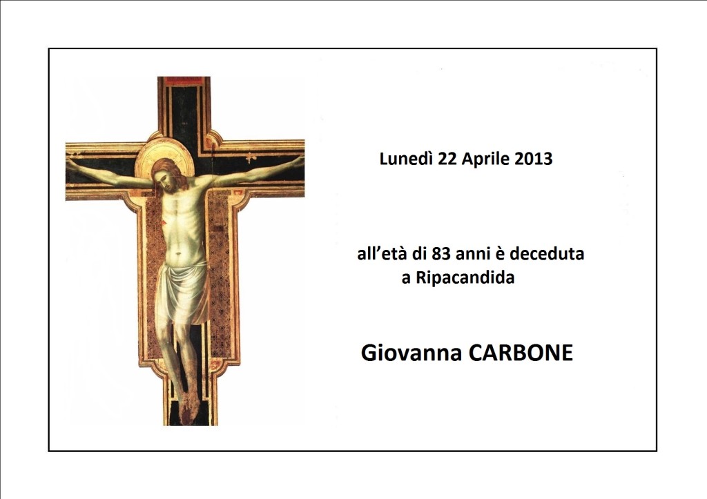 manifesto-funebre Giovanna CARBONE